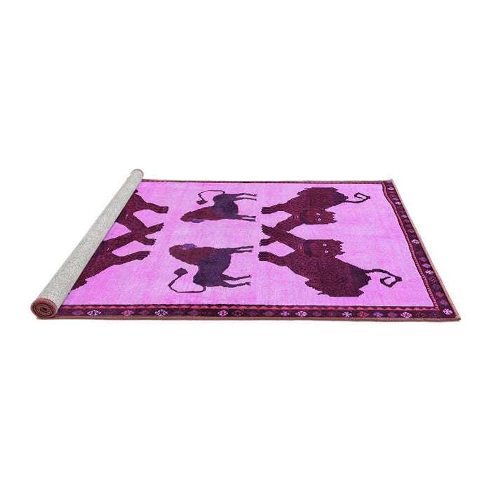 Sideview of Machine Washable Animal Purple Traditional Area Rugs, wshtr857pur