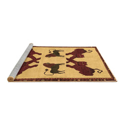 Sideview of Machine Washable Animal Brown Traditional Rug, wshtr857brn