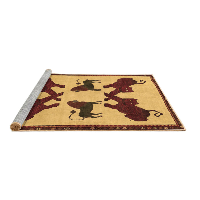 Sideview of Machine Washable Animal Brown Traditional Rug, wshtr857brn