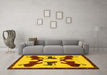 Machine Washable Animal Yellow Traditional Rug in a Living Room, wshtr857yw