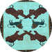 Round Machine Washable Animal Light Blue Traditional Rug, wshtr857lblu