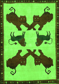 Animal Green Traditional Rug, tr857grn