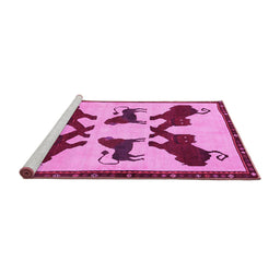 Sideview of Machine Washable Animal Pink Traditional Rug, wshtr857pnk