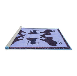 Sideview of Machine Washable Animal Blue Traditional Rug, wshtr857blu