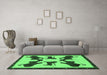 Machine Washable Animal Emerald Green Traditional Area Rugs in a Living Room,, wshtr857emgrn