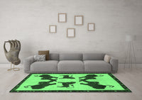 Machine Washable Animal Emerald Green Traditional Rug, wshtr857emgrn