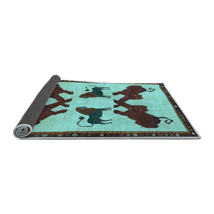 Sideview of Animal Light Blue Traditional Rug, tr857lblu