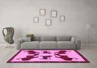 Machine Washable Animal Pink Traditional Rug, wshtr857pnk