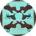 Round Animal Light Blue Traditional Rug, tr857lblu