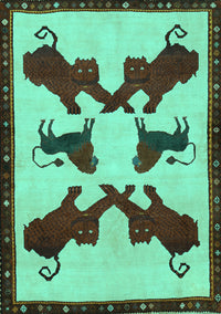 Animal Turquoise Traditional Rug, tr857turq