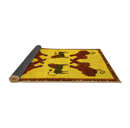 Sideview of Animal Yellow Traditional Rug, tr857yw