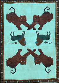 Animal Light Blue Traditional Rug, tr857lblu