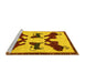 Sideview of Machine Washable Animal Yellow Traditional Rug, wshtr857yw