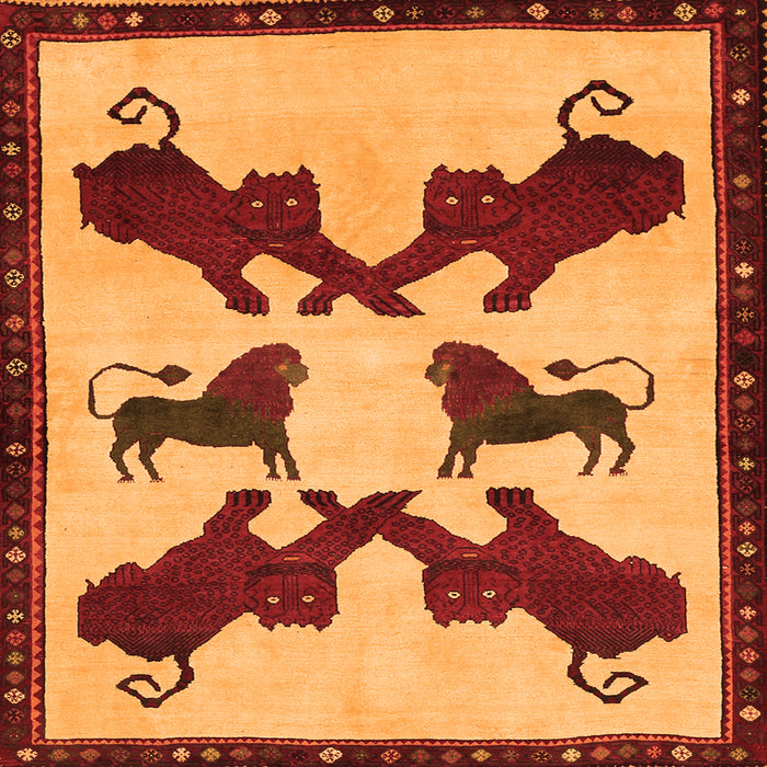 Serging Thickness of Animal Orange Traditional Rug, tr857org