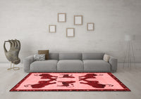 Machine Washable Animal Red Traditional Rug, wshtr857red