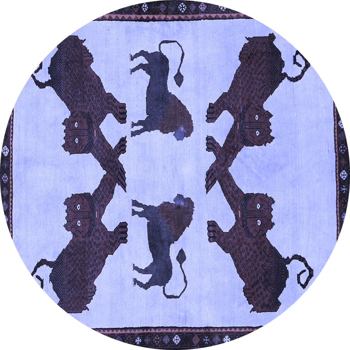 Round Machine Washable Animal Blue Traditional Rug, wshtr857blu