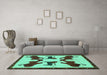 Machine Washable Animal Turquoise Traditional Area Rugs in a Living Room,, wshtr857turq