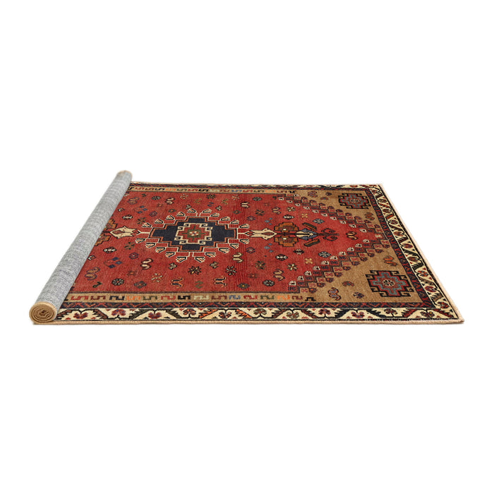 Sideview of Machine Washable Traditional Tomato Red Rug, wshtr858