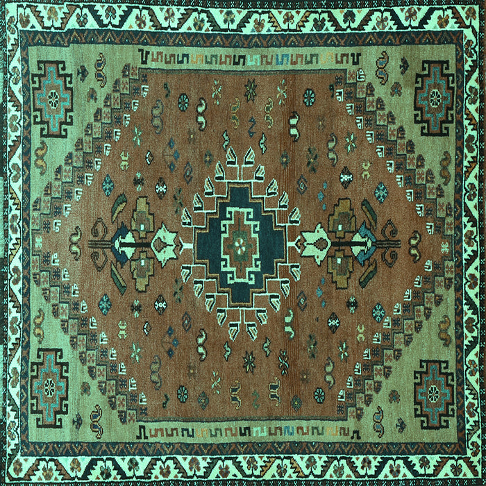 Square Machine Washable Persian Turquoise Traditional Area Rugs, wshtr858turq
