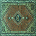 Square Machine Washable Persian Turquoise Traditional Area Rugs, wshtr858turq