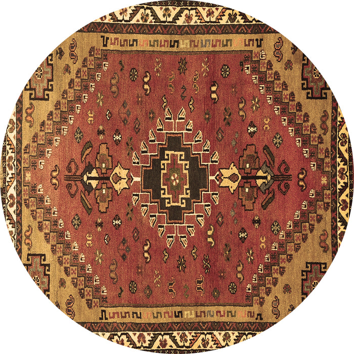 Round Persian Brown Traditional Rug, tr858brn
