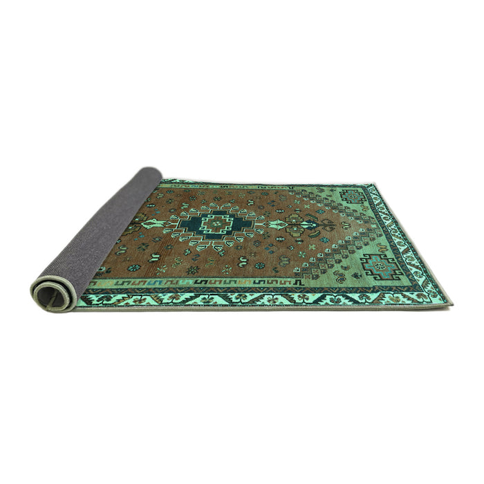 Sideview of Persian Turquoise Traditional Rug, tr858turq