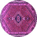 Round Machine Washable Persian Purple Traditional Area Rugs, wshtr858pur