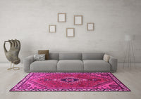 Machine Washable Persian Pink Traditional Rug, wshtr858pnk