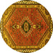 Round Persian Yellow Traditional Rug, tr858yw