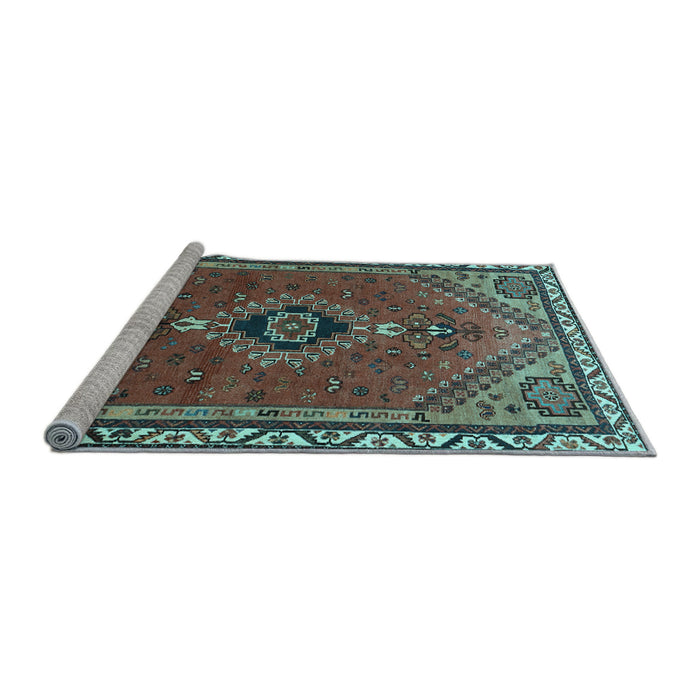 Sideview of Machine Washable Persian Light Blue Traditional Rug, wshtr858lblu