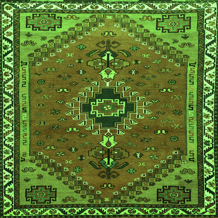 Round Machine Washable Persian Green Traditional Area Rugs, wshtr858grn