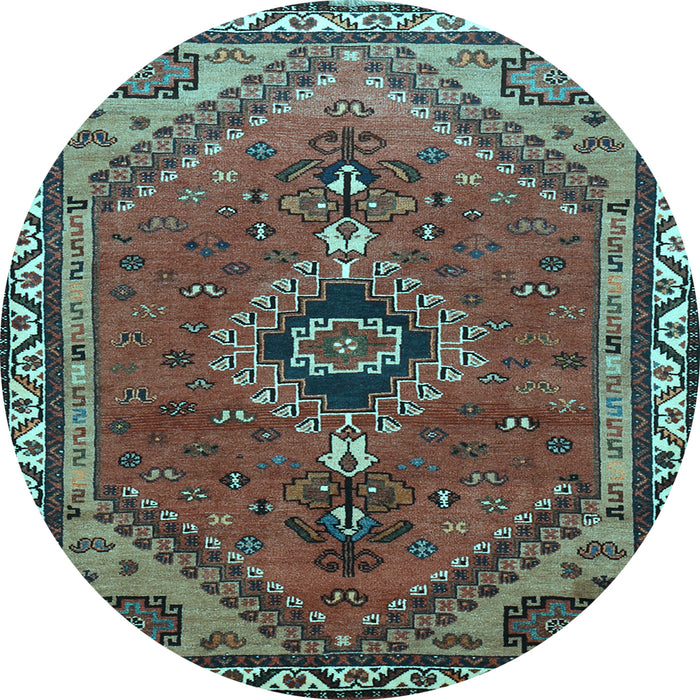 Round Machine Washable Persian Light Blue Traditional Rug, wshtr858lblu