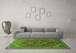 Machine Washable Persian Green Traditional Area Rugs in a Living Room,, wshtr858grn