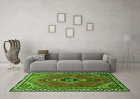 Machine Washable Persian Green Traditional Rug, wshtr858grn