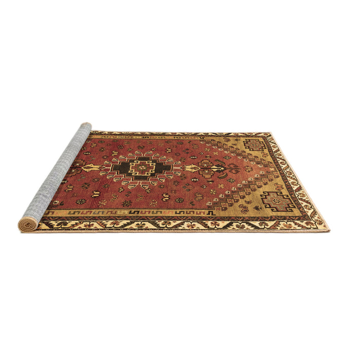 Sideview of Machine Washable Persian Brown Traditional Rug, wshtr858brn