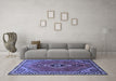 Machine Washable Persian Blue Traditional Rug in a Living Room, wshtr858blu