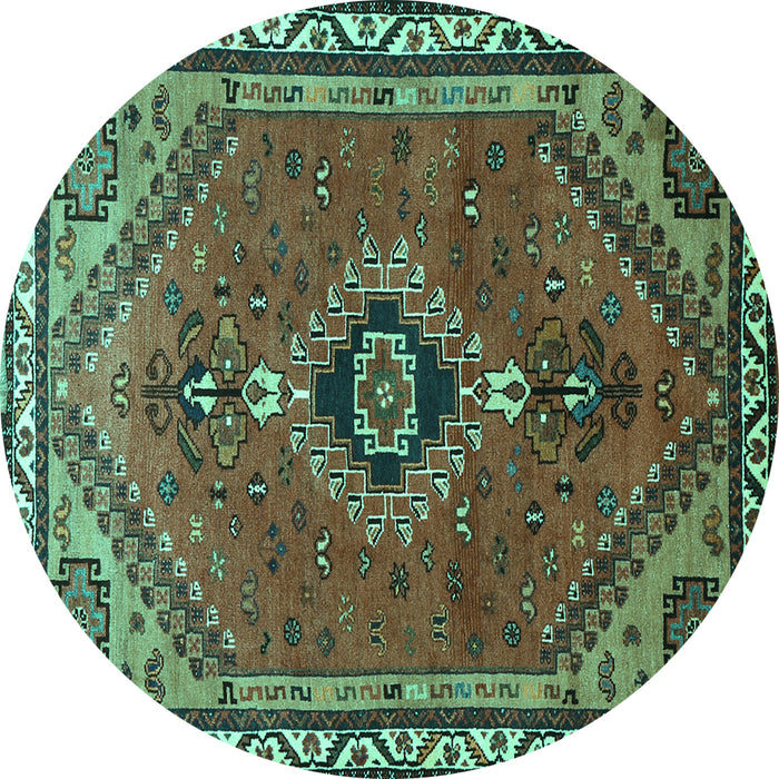 Round Persian Turquoise Traditional Rug, tr858turq