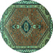 Round Persian Turquoise Traditional Rug, tr858turq