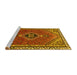 Sideview of Machine Washable Persian Yellow Traditional Rug, wshtr858yw