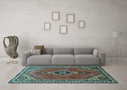 Machine Washable Persian Light Blue Traditional Rug in a Living Room, wshtr858lblu