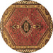 Round Machine Washable Persian Brown Traditional Rug, wshtr858brn