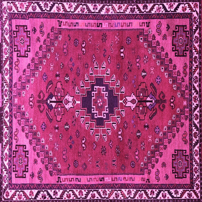 Square Machine Washable Persian Pink Traditional Rug, wshtr858pnk