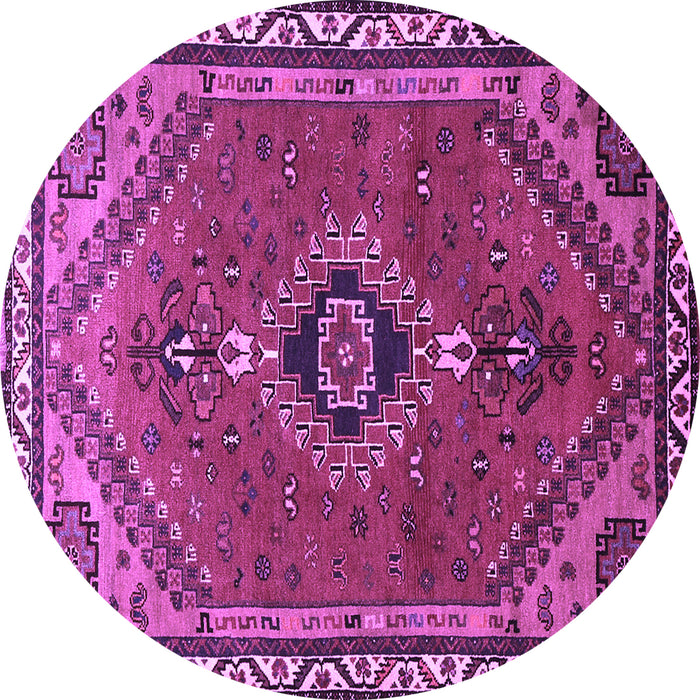 Round Persian Purple Traditional Rug, tr858pur