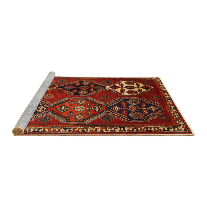 Sideview of Machine Washable Traditional Light Brown Rug, wshtr859