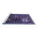 Sideview of Machine Washable Persian Blue Traditional Rug, wshtr859blu