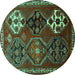 Round Persian Turquoise Traditional Rug, tr859turq