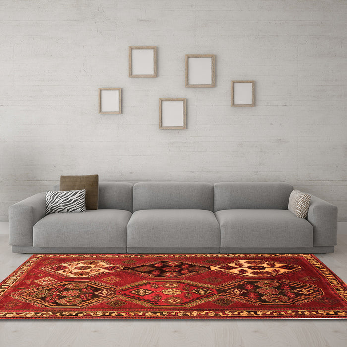 Machine Washable Persian Orange Traditional Area Rugs in a Living Room, wshtr859org