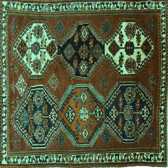 Square Machine Washable Persian Turquoise Traditional Area Rugs, wshtr859turq