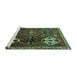 Sideview of Machine Washable Persian Turquoise Traditional Area Rugs, wshtr859turq