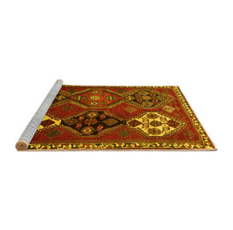 Sideview of Machine Washable Persian Yellow Traditional Rug, wshtr859yw
